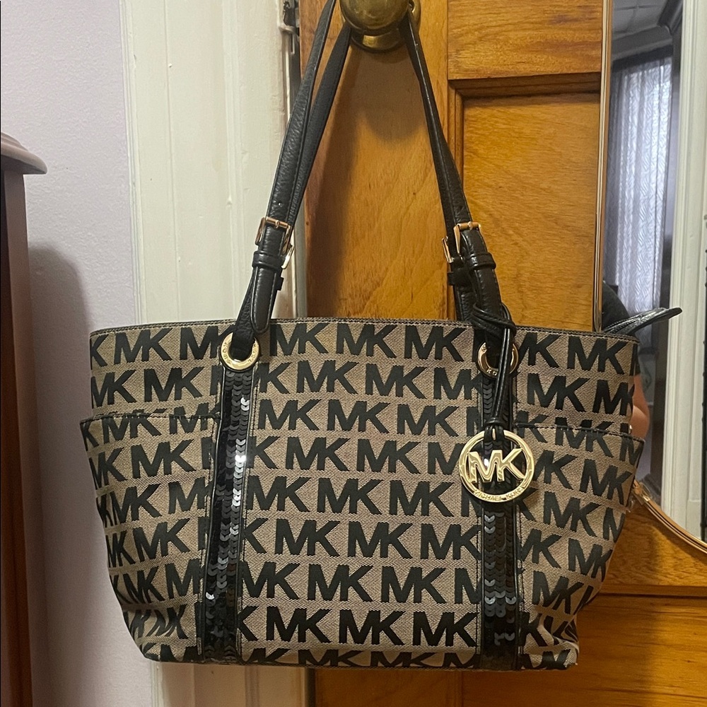 Michael Kors Signature Black and Brown Tote